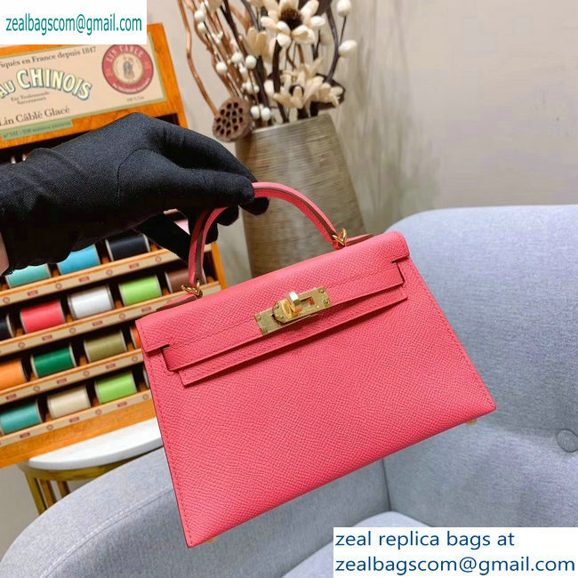 Hermes Mini Kelly II Bag in Original Epsom Leather Peach Red