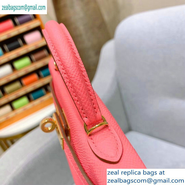 Hermes Mini Kelly II Bag in Original Epsom Leather Peach Red