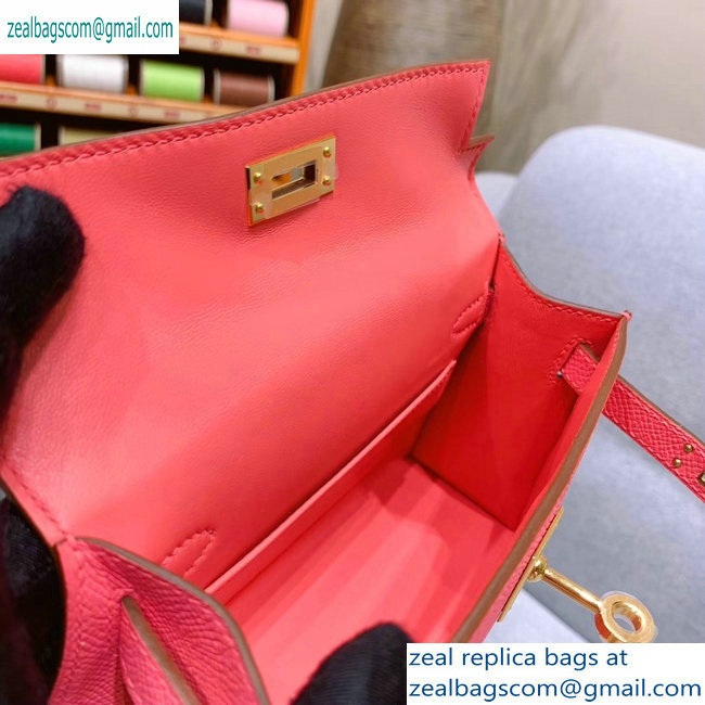 Hermes Mini Kelly II Bag in Original Epsom Leather Peach Red