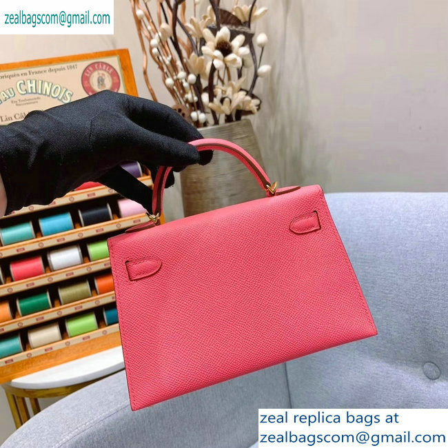 Hermes Mini Kelly II Bag in Original Epsom Leather Peach Red