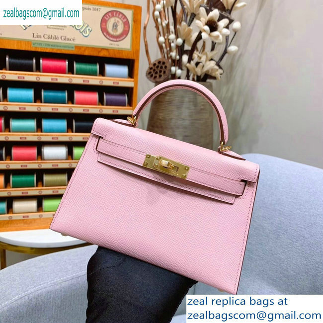 Hermes Mini Kelly II Bag in Original Epsom Leather Pink