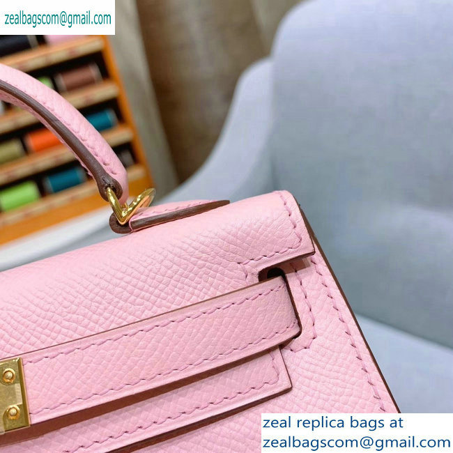 Hermes Mini Kelly II Bag in Original Epsom Leather Pink
