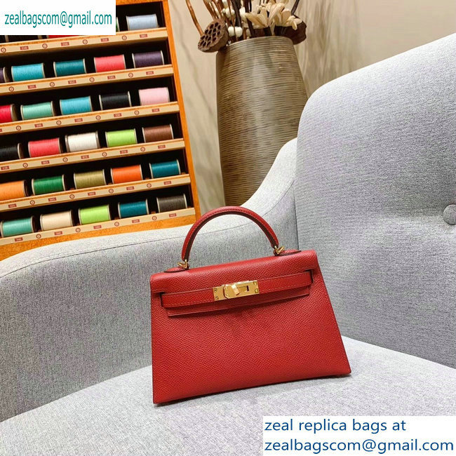 Hermes Mini Kelly II Bag in Original Epsom Leather Red