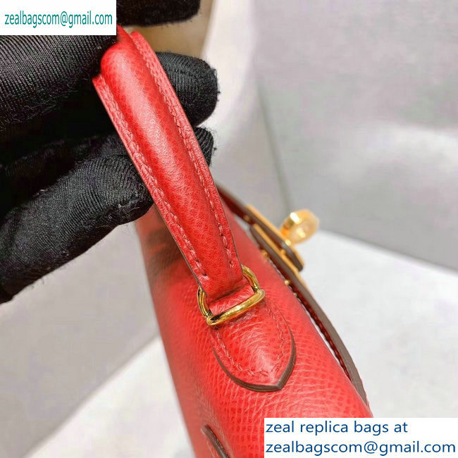 Hermes Mini Kelly II Bag in Original Epsom Leather Red