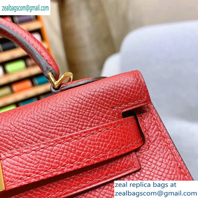Hermes Mini Kelly II Bag in Original Epsom Leather Red - Click Image to Close