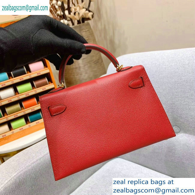 Hermes Mini Kelly II Bag in Original Epsom Leather Red - Click Image to Close