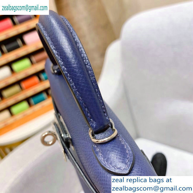 Hermes Mini Kelly II Bag in Original Epsom Leather Royal Blue