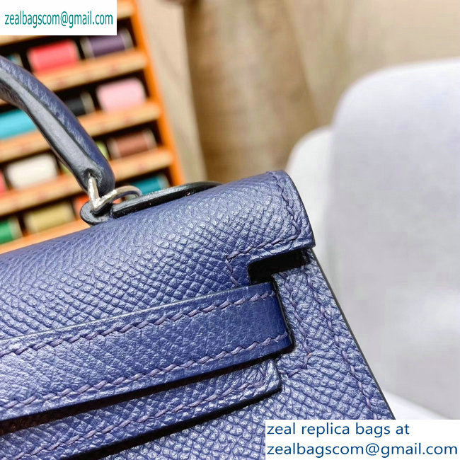 Hermes Mini Kelly II Bag in Original Epsom Leather Royal Blue