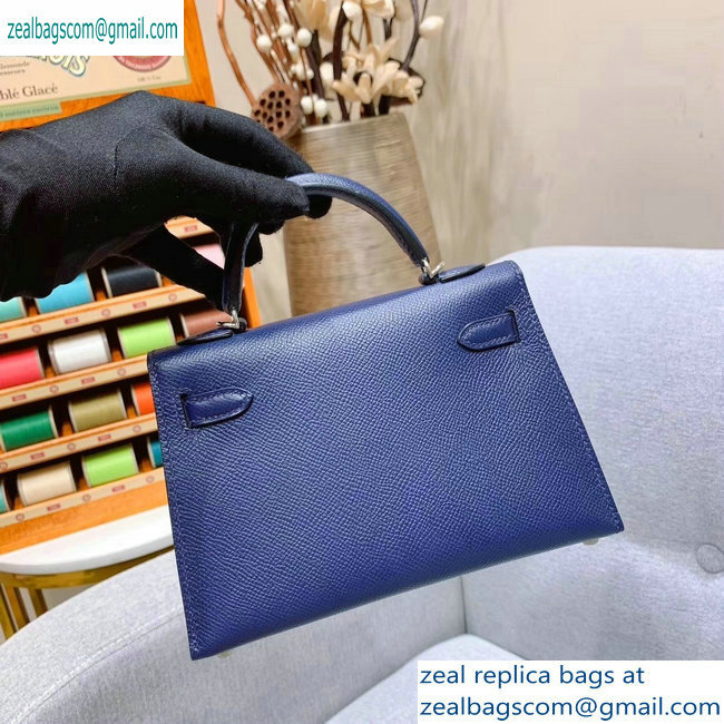 Hermes Mini Kelly II Bag in Original Epsom Leather Royal Blue