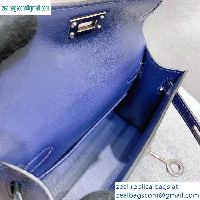 Hermes Mini Kelly II Bag in Original Epsom Leather Royal Blue