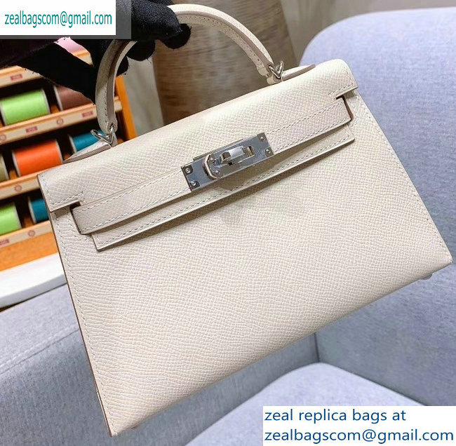 Hermes Mini Kelly II Bag in Original Epsom Leather White