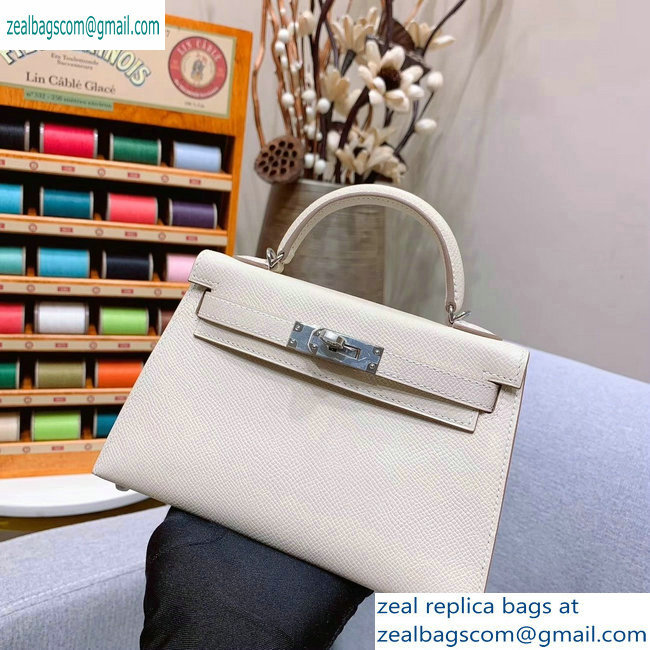 Hermes Mini Kelly II Bag in Original Epsom Leather White