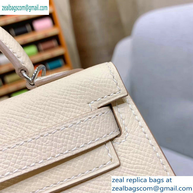 Hermes Mini Kelly II Bag in Original Epsom Leather White - Click Image to Close