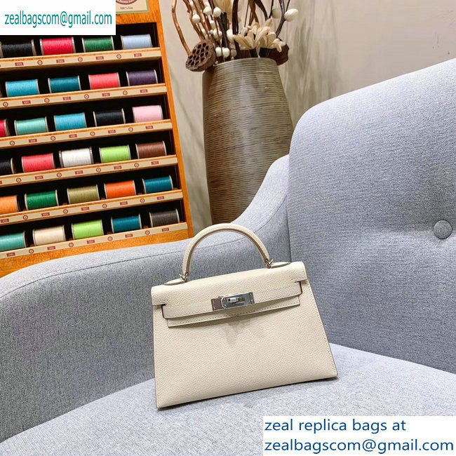 Hermes Mini Kelly II Bag in Original Epsom Leather White