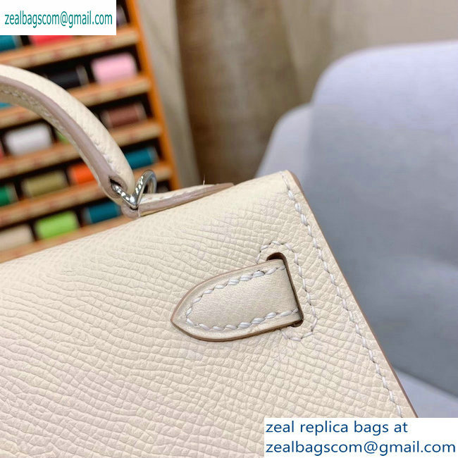 Hermes Mini Kelly II Bag in Original Epsom Leather White - Click Image to Close