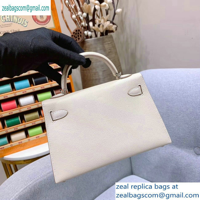 Hermes Mini Kelly II Bag in Original Epsom Leather White