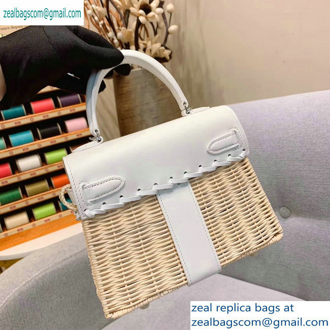 Hermes Mini Kelly Picnic Bag in Rattan White