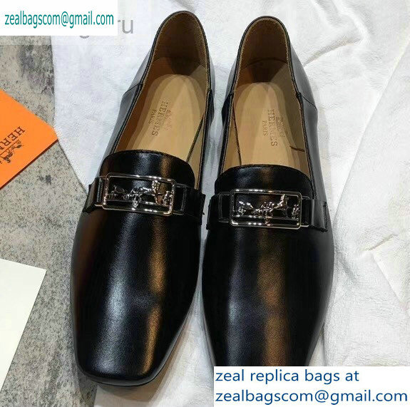 Hermes Openwork Hardware Time Loafers Black/Silver 2019 - Click Image to Close