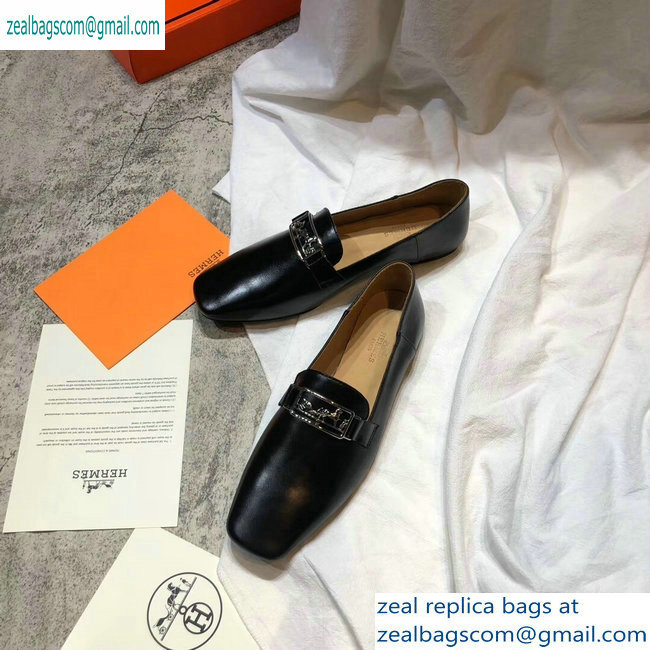 Hermes Openwork Hardware Time Loafers Black/Silver 2019 - Click Image to Close