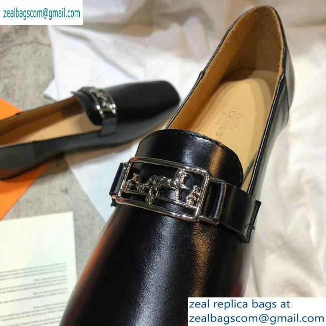 Hermes Openwork Hardware Time Loafers Black/Silver 2019 - Click Image to Close