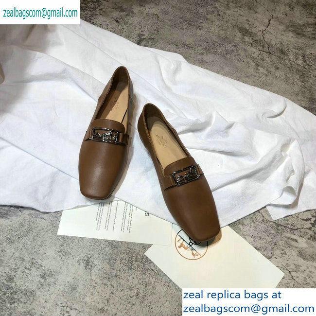 Hermes Openwork Hardware Time Loafers Brown 2019