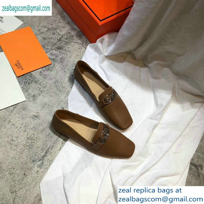 Hermes Openwork Hardware Time Loafers Brown 2019 - Click Image to Close