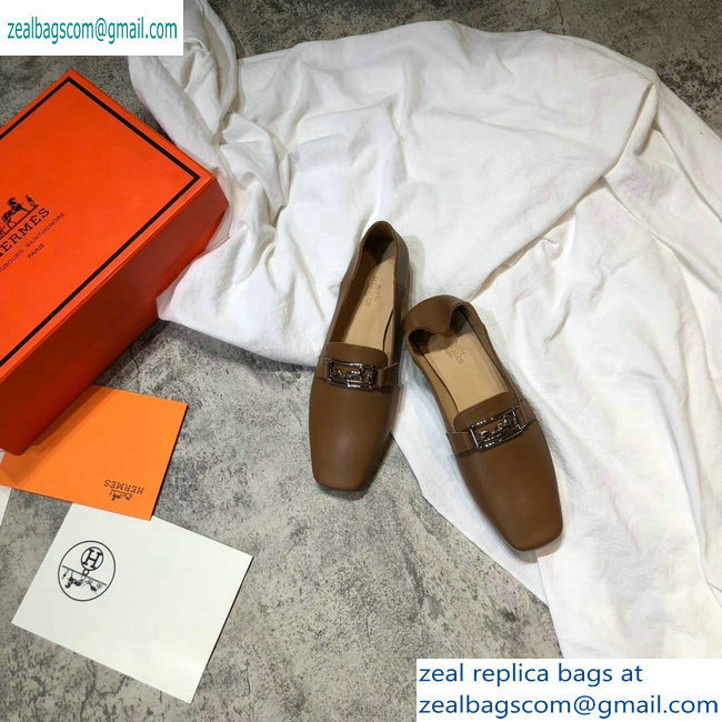 Hermes Openwork Hardware Time Loafers Brown 2019