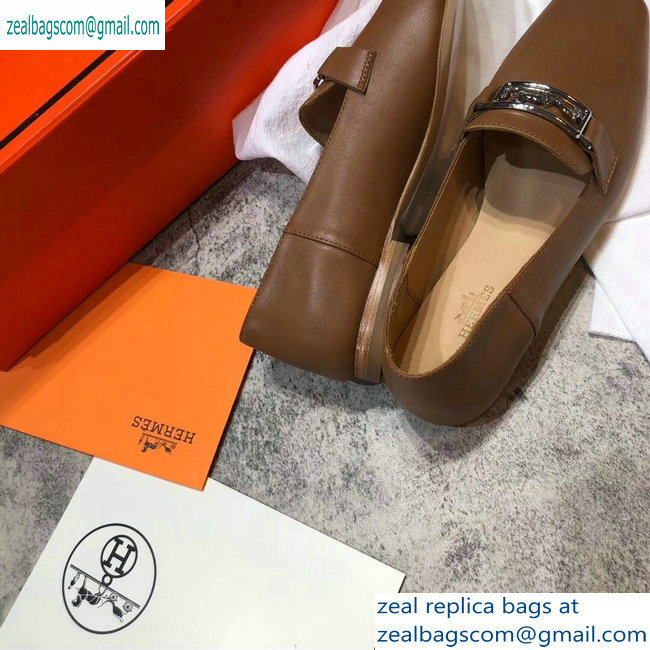 Hermes Openwork Hardware Time Loafers Brown 2019