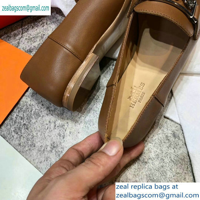 Hermes Openwork Hardware Time Loafers Brown 2019