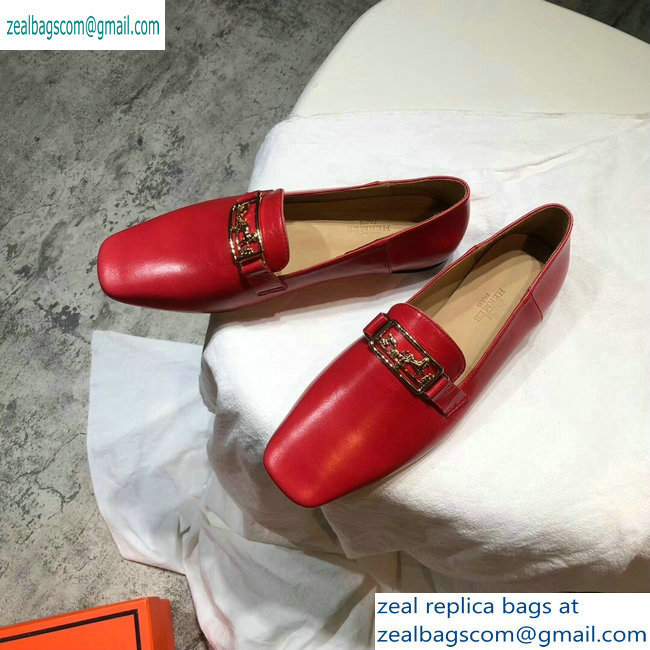 Hermes Openwork Hardware Time Loafers Red 2019