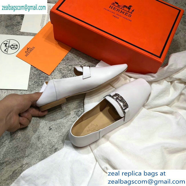 Hermes Openwork Hardware Time Loafers White 2019