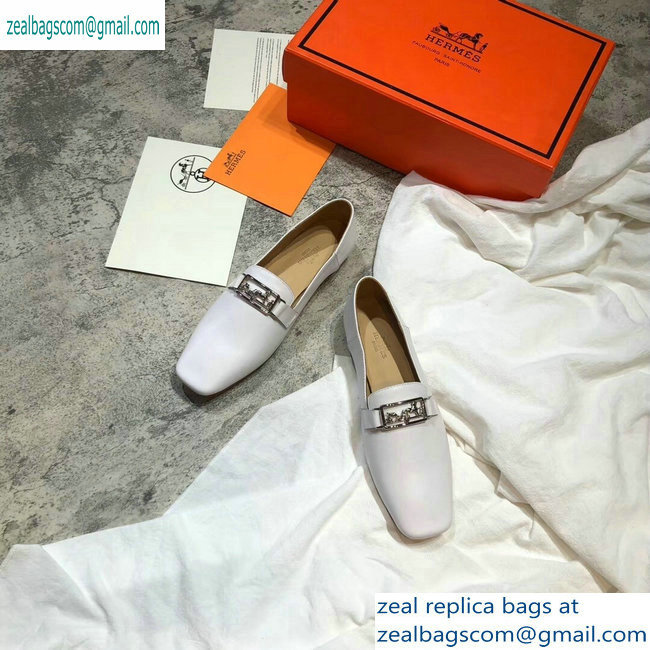 Hermes Openwork Hardware Time Loafers White 2019 - Click Image to Close