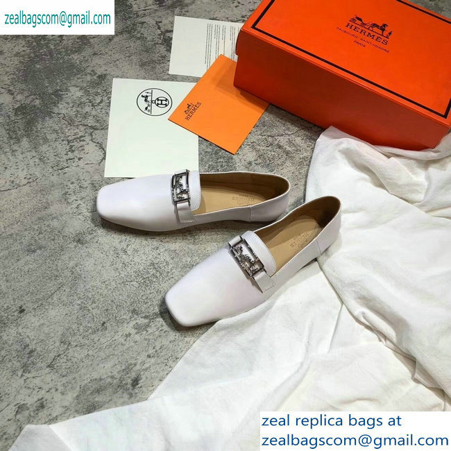 Hermes Openwork Hardware Time Loafers White 2019 - Click Image to Close