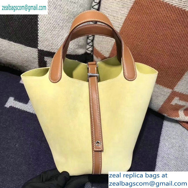 Hermes Picotin Lock 18 Bag yellow/camel in suede leather