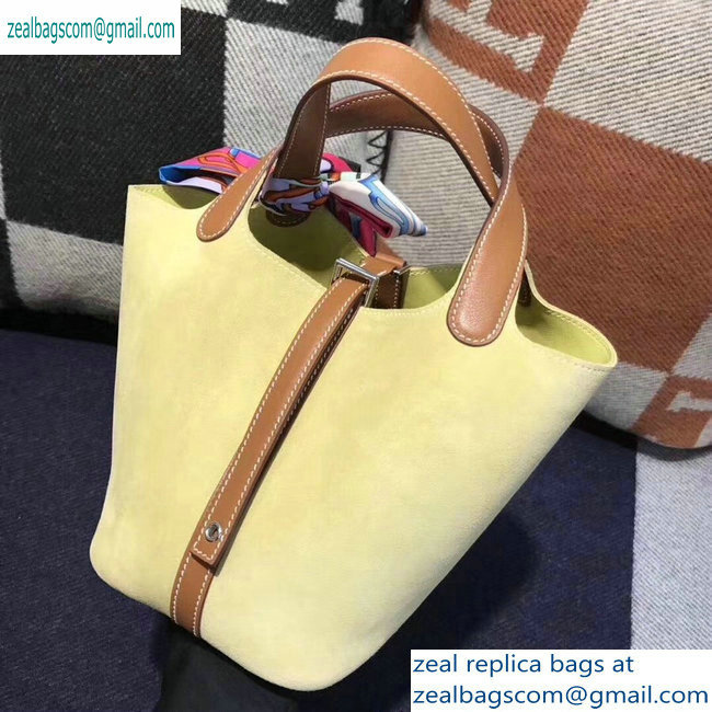 Hermes Picotin Lock 18 Bag yellow/camel in suede leather