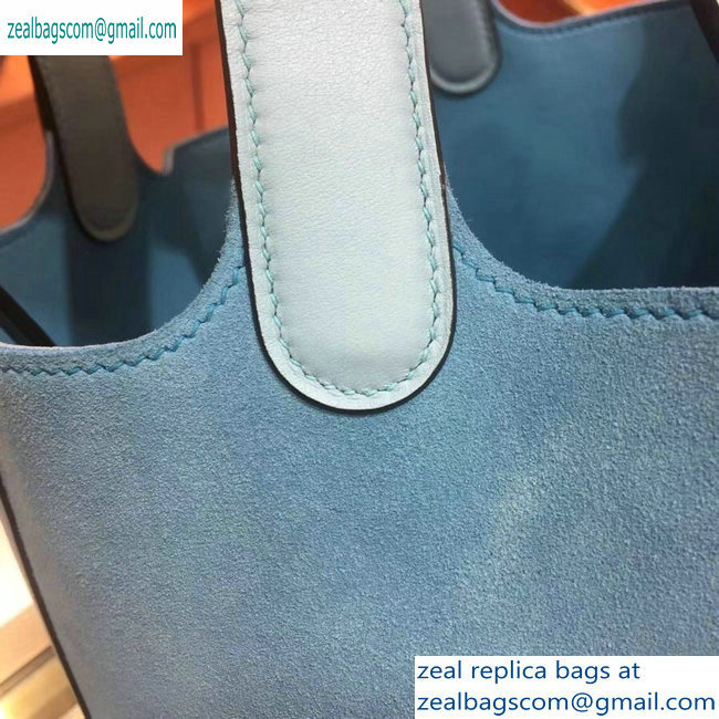 Hermes Picotin Lock 22 Bag Bleu Aztec in suede leather