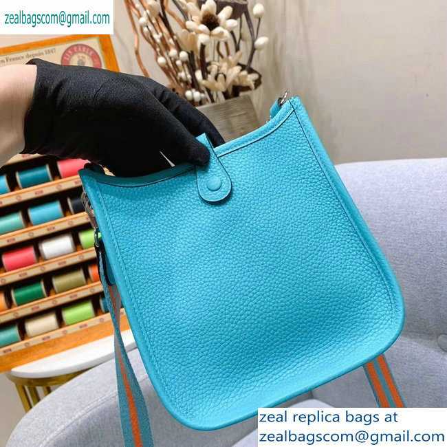 Hermes mini evelyne bag Macaron blue in original togo leather - Click Image to Close