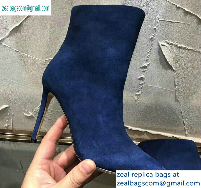 Jimmy Choo Heel 10cm Suede Pointed Toe Ankle Boots Blue 2019 - Click Image to Close