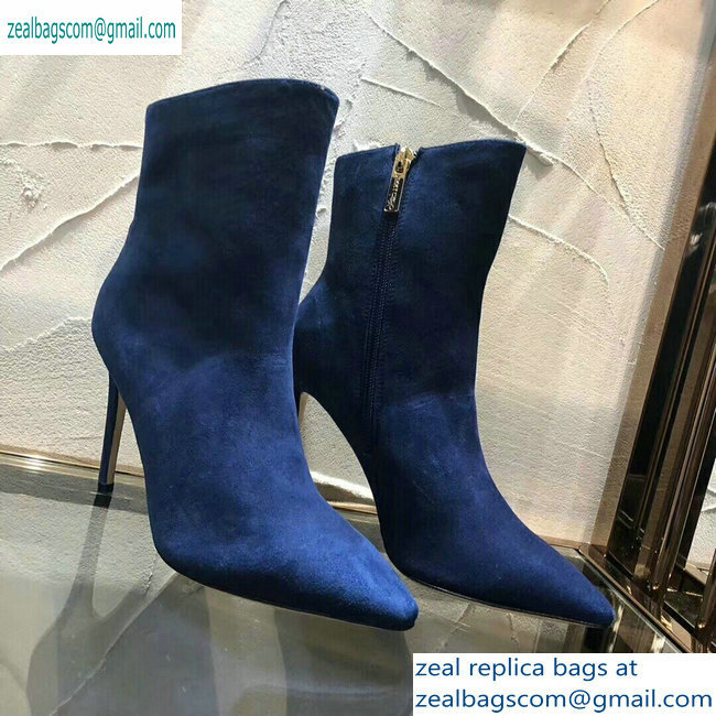 Jimmy Choo Heel 10cm Suede Pointed Toe Ankle Boots Blue 2019 - Click Image to Close