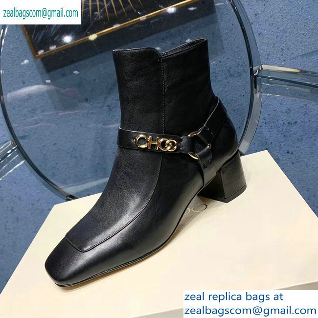 Jimmy Choo Heel 4.5cm Calf Leather Ankle Boots Black with Gold Choo 2019