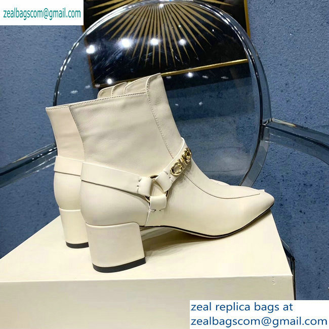 Jimmy Choo Heel 4.5cm Calf Leather Ankle Boots Creamy with Gold Choo 2019