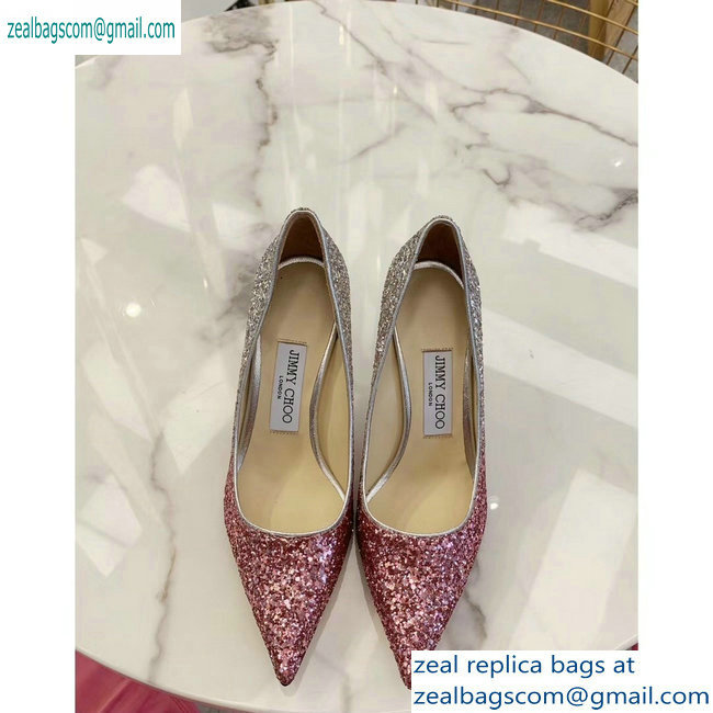 Jimmy Choo Heel 8.5cm Love Pointy Toe Pumps Glitter 01 2019 - Click Image to Close