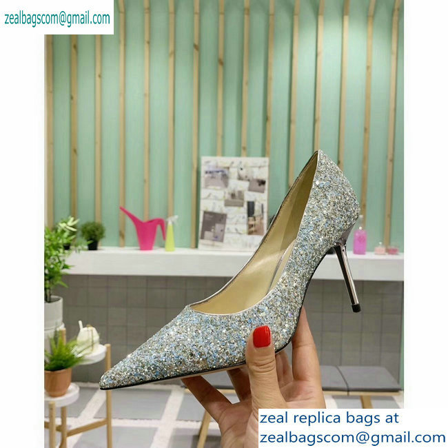 Jimmy Choo Heel 8.5cm Love Pointy Toe Pumps Glitter 03 2019 - Click Image to Close