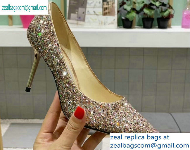 Jimmy Choo Heel 8.5cm Love Pointy Toe Pumps Glitter 04 2019