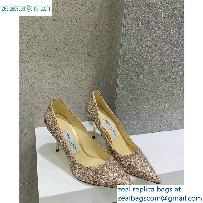 Jimmy Choo Heel 8.5cm Love Pointy Toe Pumps Glitter 04 2019 - Click Image to Close