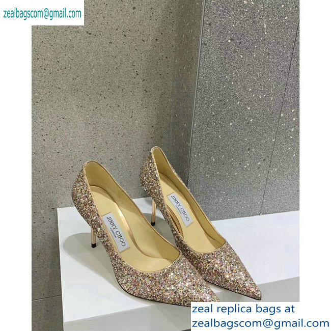 Jimmy Choo Heel 8.5cm Love Pointy Toe Pumps Glitter 04 2019