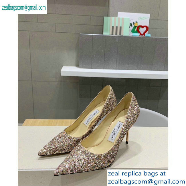 Jimmy Choo Heel 8.5cm Love Pointy Toe Pumps Glitter 04 2019