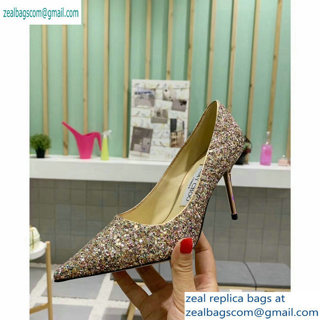 Jimmy Choo Heel 8.5cm Love Pointy Toe Pumps Glitter 04 2019 - Click Image to Close