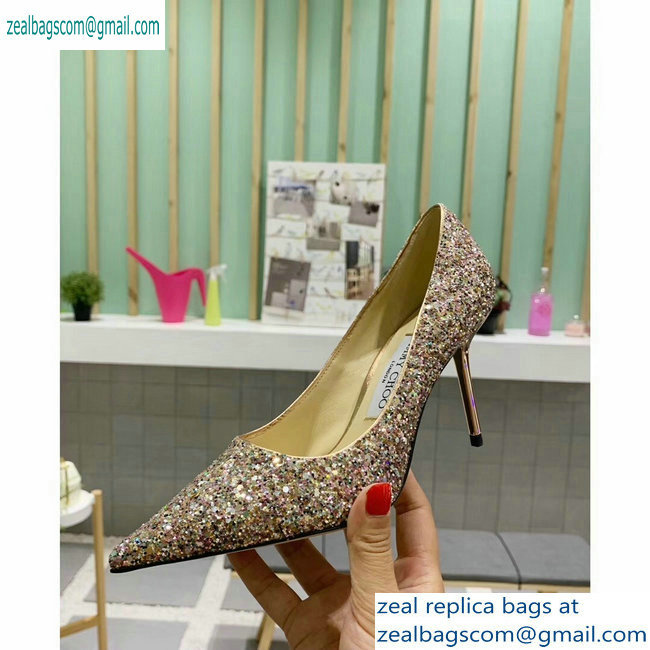 Jimmy Choo Heel 8.5cm Love Pointy Toe Pumps Glitter 04 2019