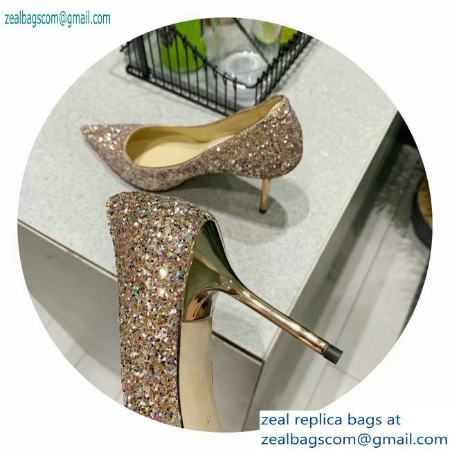 Jimmy Choo Heel 8.5cm Love Pointy Toe Pumps Glitter 04 2019 - Click Image to Close